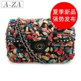 A-ZA阿札2012春夏新款撞色单肩包包复古女包菱格包雪纺链条包2881