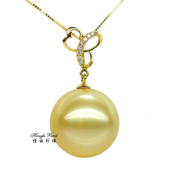【恒福珍珠】极品 超大颗 15.2mm南洋金珠吊坠/项坠 海水金珠项链 【恒福珍珠】极品 超大颗 15.2mm南洋金珠吊坠/项坠 海水金珠项链