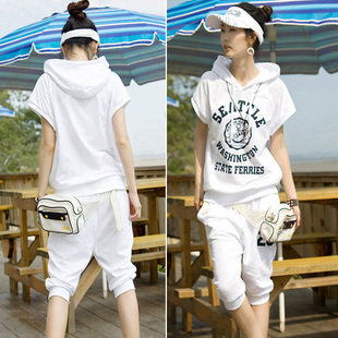 淘金币 2012夏装新款大码休闲套装短袖套装 夏装套装女 韩版套装