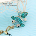 Miss Girl*斯华洛经典款满钻奢华金鱼手机链-蓝色金1203051-1