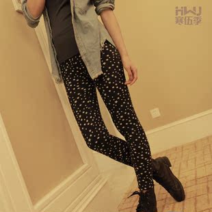  寒伍季 加厚打底裤 雪花小鹿打底裤厚 显瘦大码保暖 打底裤靴裤