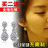 E154韩国饰品OL时尚百搭淑女小清新精致版水滴进口钻复古正品耳钉