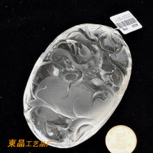 东晶 天然白水晶招财貔貅把玩 摆件 超级聚财 86mm Ki0315