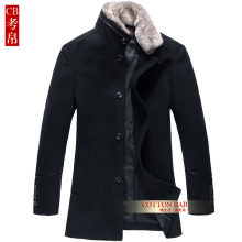 COTTON BAR情人节礼物 限量版 男士獭兔毛领 50%羊毛呢大衣 44789