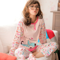特价包邮 <em>夜伴侣</em>春秋 可爱条纹<em>睡衣</em>女士针织纯