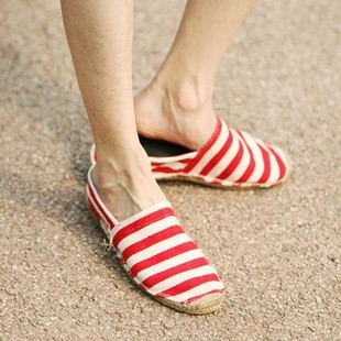  TCC当季热卖新品潮男最爱精彩条纹韩版时尚草编帆布鞋男士低帮鞋