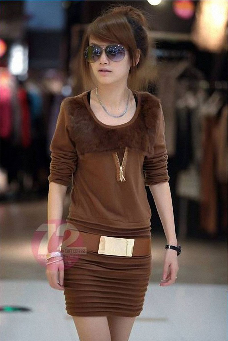 2012女装新款打底衫连衣裙打底裙秋冬长袖连衣裙加绒加厚连衣裙