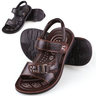  正品小贝牛男童鞋 金属扣真皮牛皮男童凉鞋沙滩鞋中大童儿童凉鞋