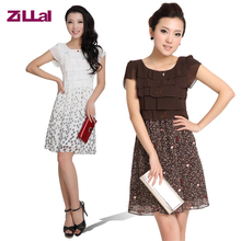 紫璐莱服饰 2012夏季新款 层叠荷叶边 韩版拼接大码连衣裙J3629