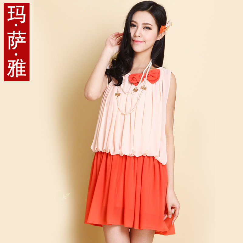 连衣裙夏韩版圆领...