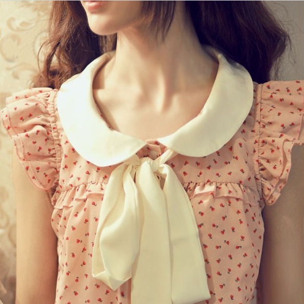 甜美蝴蝶结荷叶衬衫...