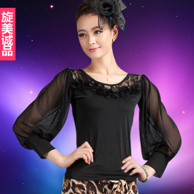 新款旋美拉丁舞<em>上装</em> 正品<em>摩登</em>舞<em>上衣女</em> 冰丝圆
