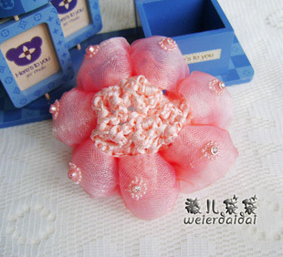  儿童发饰饰品西瓜红雪纱缀珠儿童发网 扮靓必备 3色可选