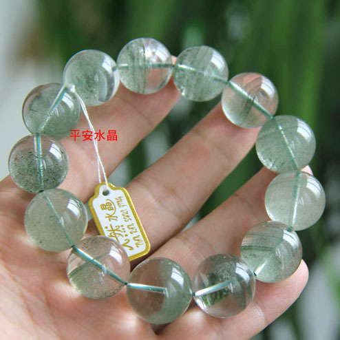 天然绿幽灵手链18mm男 款 手链 韩版饰品 招财转运 特价 一物一图 天然绿幽灵手链18mm男 款 手链 韩版饰品 招财转运 特价 一物一图