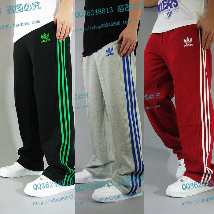 2010夏款阿迪达斯/adidas三叶草男纯棉运动裤运动长裤3道原单正品