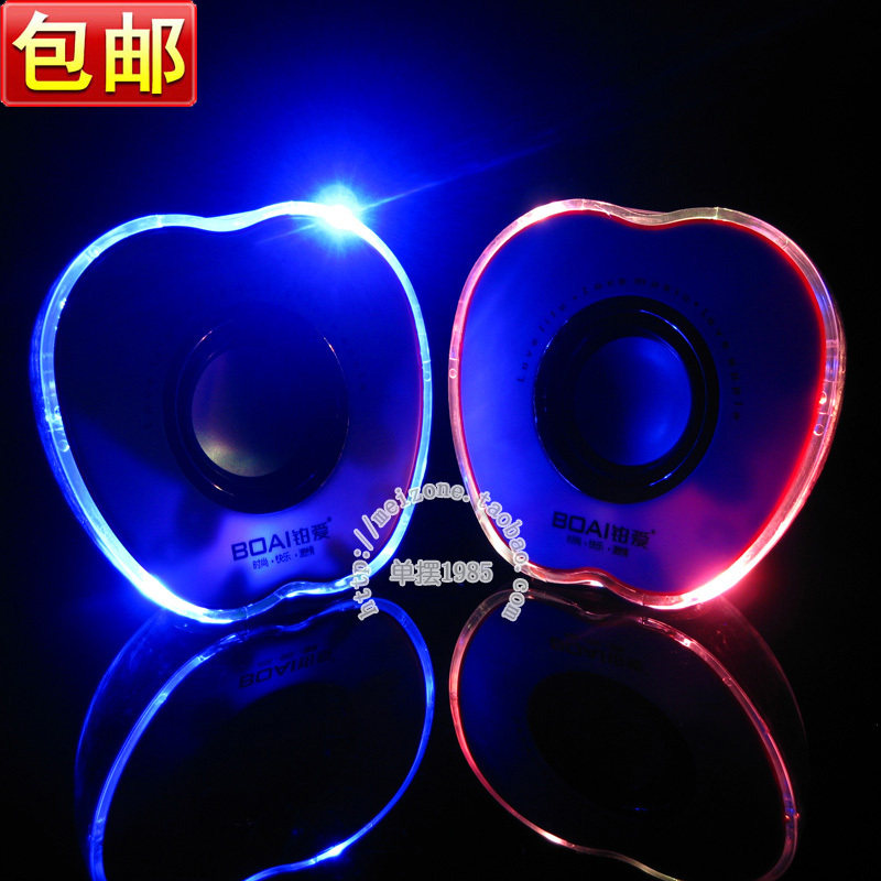 包邮铂爱USB 2.0七彩<span class=H>苹果</span><span class=H>笔记本</span>迷你立体声小音箱 重低音