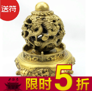  力源居 开光黄铜九转青龙乾坤鼎摆件招财 辟邪 转运送秘制符原创