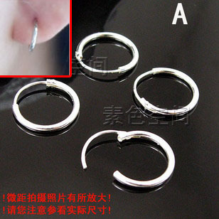  老银匠925纯银耳环光面小耳圈银耳饰女耳骨钉首饰品耳骨圈耳扣