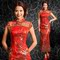 2012新款時尚新娘旗袍 長款修身結婚旗袍 紅色改良敬酒旗袍