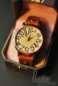 Vintage real leather cowboy wind disc skeleton Roman numerals Mitch watches the female form
