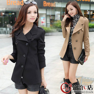  新款秋装女装大码长袖中长款休闲风衣外套春秋韩版修身卡其色