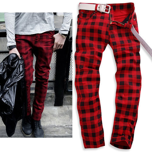 red and black checkered pants mens