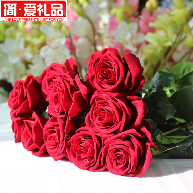玫瑰花仿真花玫瑰仿真玫瑰花新娘婚纱照手捧花影楼摄影道具促销 玫瑰花仿真花玫瑰仿真玫瑰花新娘婚纱照手捧花影楼摄影道具促销