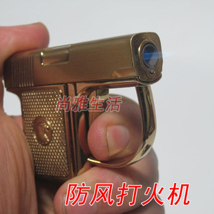  奥麦手枪模型打火机 创意时尚 充气防风打火机 礼盒装 特色礼品