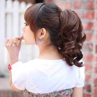 Pinus massoniana short curly hair wig wigs volume ponytail Pinus massoniana wig really making girls feet clips