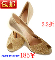 冲5钻 2.2折包邮 2011春夏新款女鞋 单鞋 康莉正品 蕾丝鱼嘴凉鞋