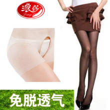 淘金币 浪莎正品 女士超薄透气免脱 性感包芯丝连裤袜 开裆丝袜