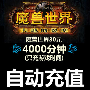 【新店自动充值】魔兽世界4000分钟游戏时间30元 官方卡密