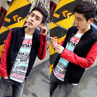  男装立领夹克 日韩个性修身型毛呢男夹克男外套机车夹克 男夹克衫