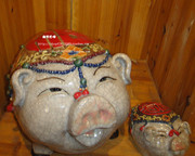 福寿双全猪钱罐存钱罐储蓄罐，陶瓷公仔可爱创意摆件成人儿童
