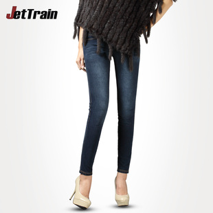  Jettrain女装新款 高腰加厚加绒牛仔裤女 冬装显瘦小脚裤铅笔裤潮