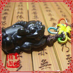 开光风水天然黑曜石貔貅手机链催旺感情保健康招财转运