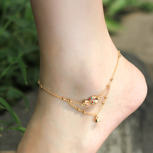  T400正品 水晶脚链 女 韩版 时尚 小丑鱼 铃铛 生日礼物 特价包邮