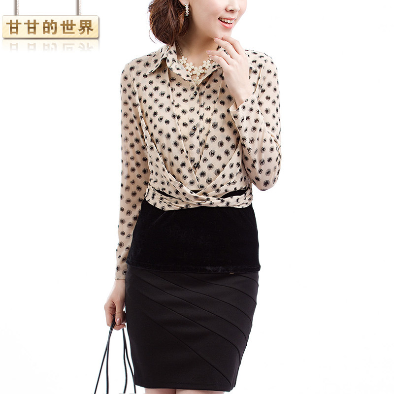 清仓甘甘春夏2012新款网纱荷叶边韩版大码<span class=H>女</span>士衬衣长袖<span class=H>衬衫</span><span class=H>女</span>G149