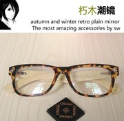 日本vintage眼镜架男女，木质文艺平光镜近视眼睛ins潮流，黑框眼镜框