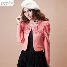 仿羊绒好手感蕾丝花边珍珠蝴蝶结可爱女人2012新款春秋<span class=H>冬装</span>短外套