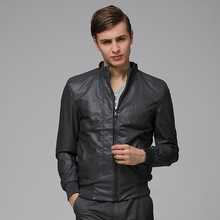 【品牌特卖】罗蒙正品 男士休闲修身 PU 立领短款夹克 #3J18106 【品牌特卖】罗蒙正品 男士休闲修身 PU 立领短款夹克 #3J18106