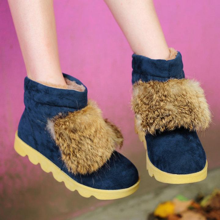 版可爱雪地鞋平底...