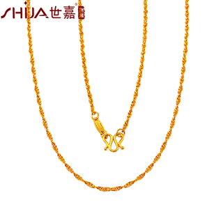  限时389元/克 世嘉 黄金项链 999千足金 女款 双水波纹项链
