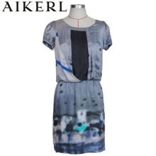AIKERL 艾可儿2011专柜正品新款折扣特价数码印花时尚俏丽连衣裙