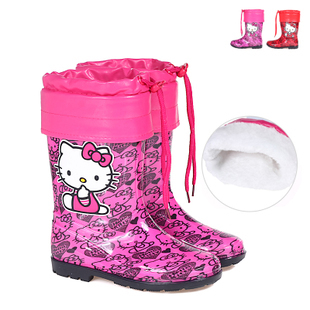  HELLO KITTY 正品儿童雨鞋女童小童中大童雨靴防水鞋有内胆29-37