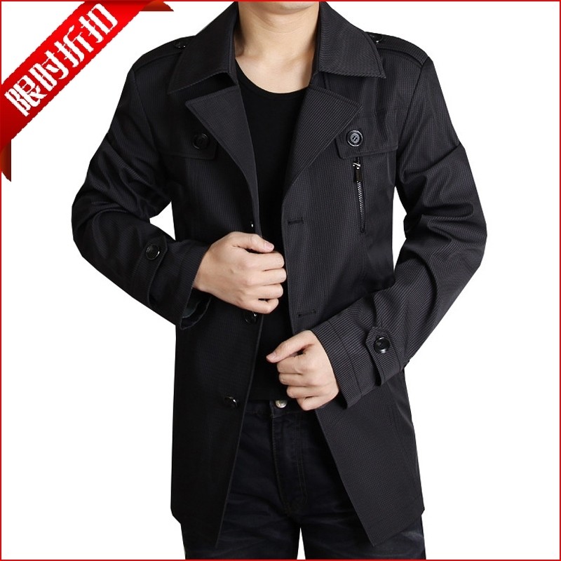Spring seven wolves men's Windbreakers genuine lady soft men's business casual Korean version of long men's jacket