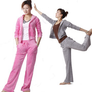 运动套装女式休闲运动上衣，运动裤天鹅绒瑜伽健身套装处理