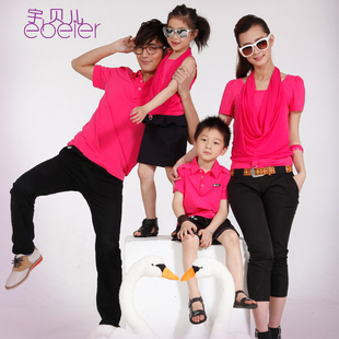  包邮全棉弹力翻领短袖T恤家庭亲子情侣装母女装母子装父子父女装