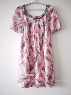 10款正品101707㊣★巧帛Chaber★ 桑蚕丝方格印花圆领连衣裙