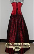 宫廷复古酒红色长裙蕾丝CORSET哥特式束腰 配套长裙 黑色蕾丝女裙